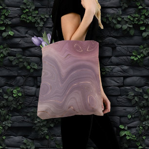 Mauve Strata Dusty Pink und Rose Gold Agate Tasche