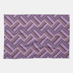 Mauve Streifen diagonales Webmuster Geschirrtuch