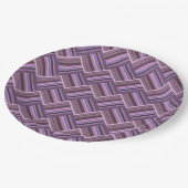 Mauve Streifen diagonales Webmuster Pappteller (Schrägansicht)