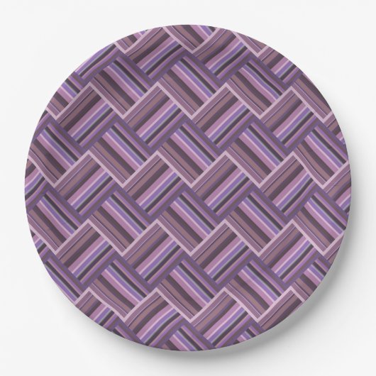 Mauve Streifen diagonales Webmuster Pappteller (Vorderseite)