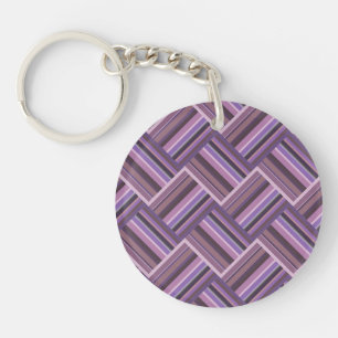 Mauve Streifen diagonales Webmuster Schlüsselanhänger