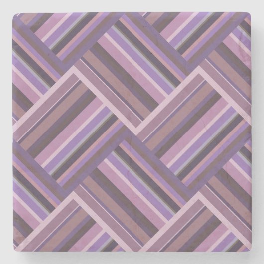 Mauve Streifen diagonales Webmuster Steinuntersetzer (Vorderseite)