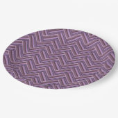 Mauve Streifen-Doppelwebermuster Pappteller (Schrägansicht)