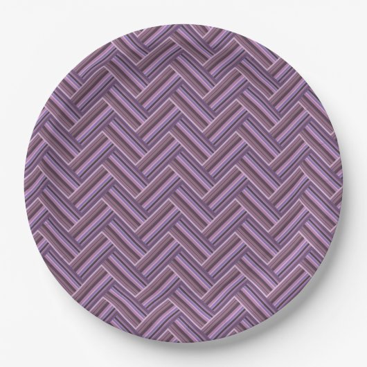 Mauve Streifen-Doppelwebermuster Pappteller (Vorderseite)