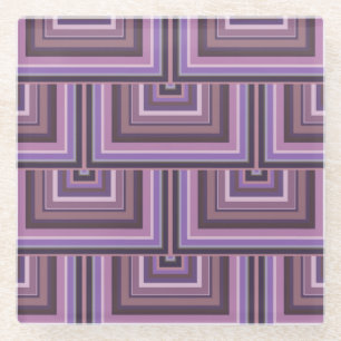 Mauve Streifen quadratische Skala Muster Glasuntersetzer