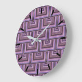 Mauve Streifen quadratische Skala Muster Große Wanduhr (Winkel)