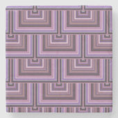 Mauve Streifen quadratische Skala Muster Steinuntersetzer (Vorderseite)