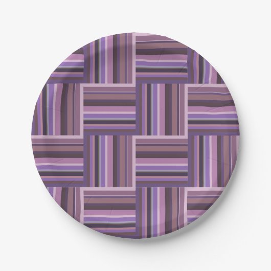 Mauve Streifen Webmuster Pappteller (Vorderseite)