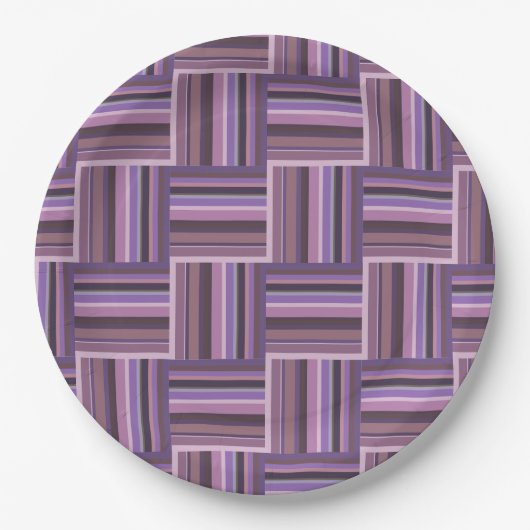 Mauve Streifen Webmuster Pappteller (Vorderseite)