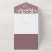Mauve String Lights QR Code Monogram Wedding All In One Einladung (Außenbereich)