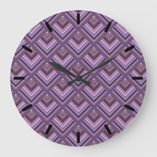 Mauve Stripes-Skalenmuster Große Wanduhr (Vorderseite)