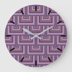 Mauve stripes square scales pattern große wanduhr