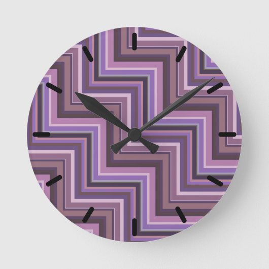Mauve stripes stairs pattern runde wanduhr (Vorderseite)