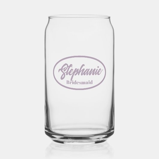 Mauve Stylized Name Wedding Bridesmaid Glass Dosenglas (Vorderseite)