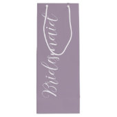 Mauve Stylized Script Wedding Bridesmaid Geschenktüte Für Weinflaschen (Rückseite)