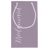 Mauve Stylized Script Wedding Bridesmaid Kleine Geschenktüte (Rückseite)