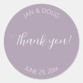 Mauve Stylized Wedding Vielen Dank Runder Aufkleber (Vorderseite)