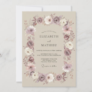 Mauve Subtile Florale Romanze Hochzeit Einladung