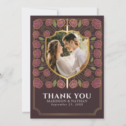 Mauve Sword & Shield Dankeskarte (Vorderseite)