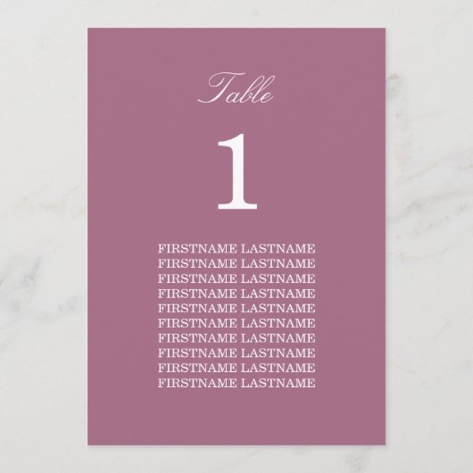 Mauve Table Card (Rückseite)