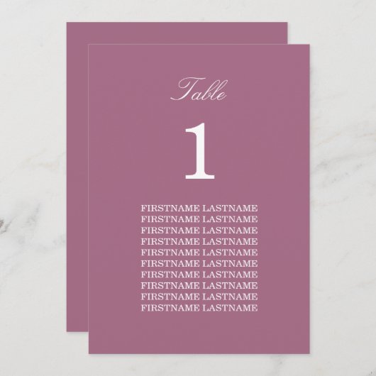 Mauve Table Card (Vorne/Hinten)