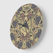 Mauve, Tan & Gray Crow & Dragonfly Große Wanduhr (Winkel)