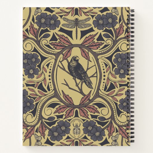 Mauve, Tan & Gray Crow & Dragonfly Notizblock (Rückseite)