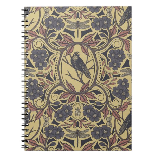 Mauve, Tan & Gray Crow & Dragonfly Notizblock (Vorderseite)