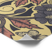 Mauve, Tan & Gray Crow & Dragonfly Poster (Ecke)