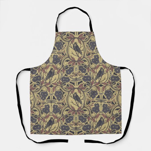 Mauve, Tan & Gray Crow & Dragonfly Schürze (Vorderseite)