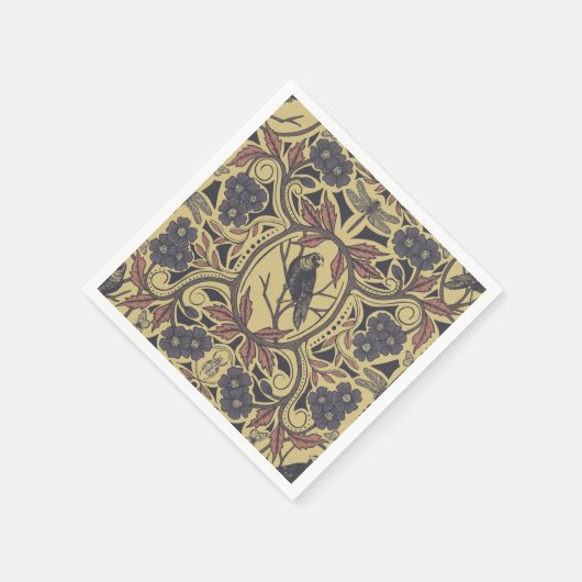 Mauve, Tan & Gray Crow & Dragonfly Serviette (Ecke)