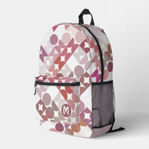 Mauve Taupe Blush Pfirsich Rosa Midcentury-Muster Bedruckter Rucksack