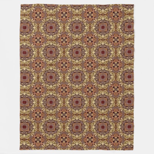 Mauve Taupe Ochre Tan Brown Bohemisch Bali Art Fleecedecke (Vorderseite)