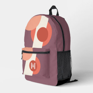 Mauve Taupe Peach Orange Coral Red Retro Formen Bedruckter Rucksack