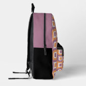 Mauve Taupe Peach Orange White Jahrhundert Muster Bedruckter Rucksack (Links)