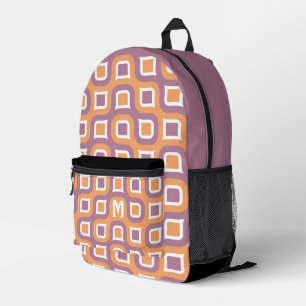 Mauve Taupe Peach Orange White Jahrhundert Muster Bedruckter Rucksack