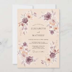 Mauve-Taupe-Petal-Hochzeit Einladung
