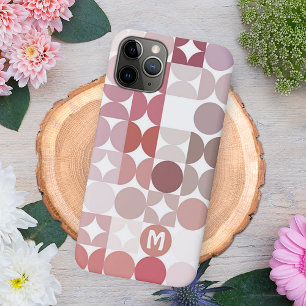 Mauve-Taupe-Rosa-Midcentury-Kreise-Muster iPhone 16 Pro Max Hülle