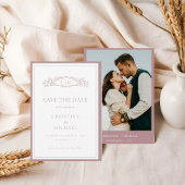 Mauve & Teracotta Botanisches Wappen Monogramm Hoc Save The Date