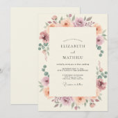 Mauve Terrakotta-Pfingstrosen-Hochzeit Einladung (Vorne/Hinten)