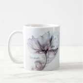 Mauve Transparent Haze Blume | Ihr Name Monogram Kaffeetasse (Links)
