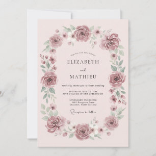 Mauve Träumerische Botanische Hochzeit Einladung