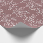Mauve Trendy Simple Floral Rustic Wedding Geschenkpapier (Ecke)