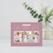 Mauve Typografy Foto Collage Abschluss Postkarte (Stehend Vorderseite)