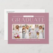 Mauve Typografy Foto Collage Abschluss Postkarte (Vorne/Hinten)