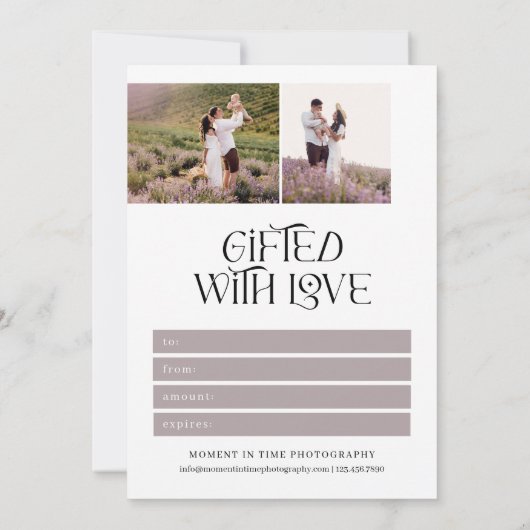 Mauve Typografy Gift Certificate (Rückseite)