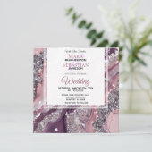 *~* MAUVE UAWG QR Silver AGATE AR66 Wedding Einladung (Stehend Vorderseite)