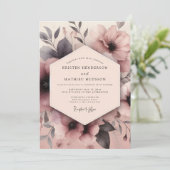 Mauve Umbral Bloom Wedding Einladung (Stehend Vorderseite)