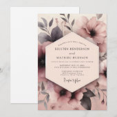Mauve Umbral Bloom Wedding Einladung (Vorne/Hinten)