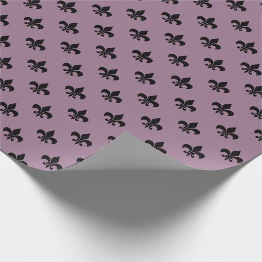 Mauve und Black Antique Lilie Paris Pattern Geschenkpapier (Ecke)